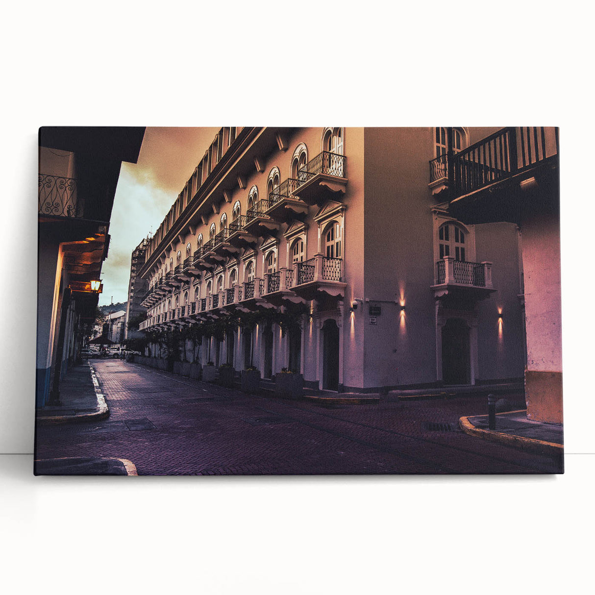 Black and white stretched canvas of Panama scenery, ideal for kitchen wall art or bedroom ambiance.