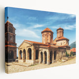 Large canvas print of a European Albanian landscape in muted earth tones, ideal for kitchen wall art.