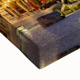 Black and white landscape art painting of a European scenery on large stretched canvas, ideal for bedroom wall decor.