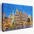 Side view of a stretched canvas featuring a European cityscape in muted earth tones, ideal for kitchen wall art.