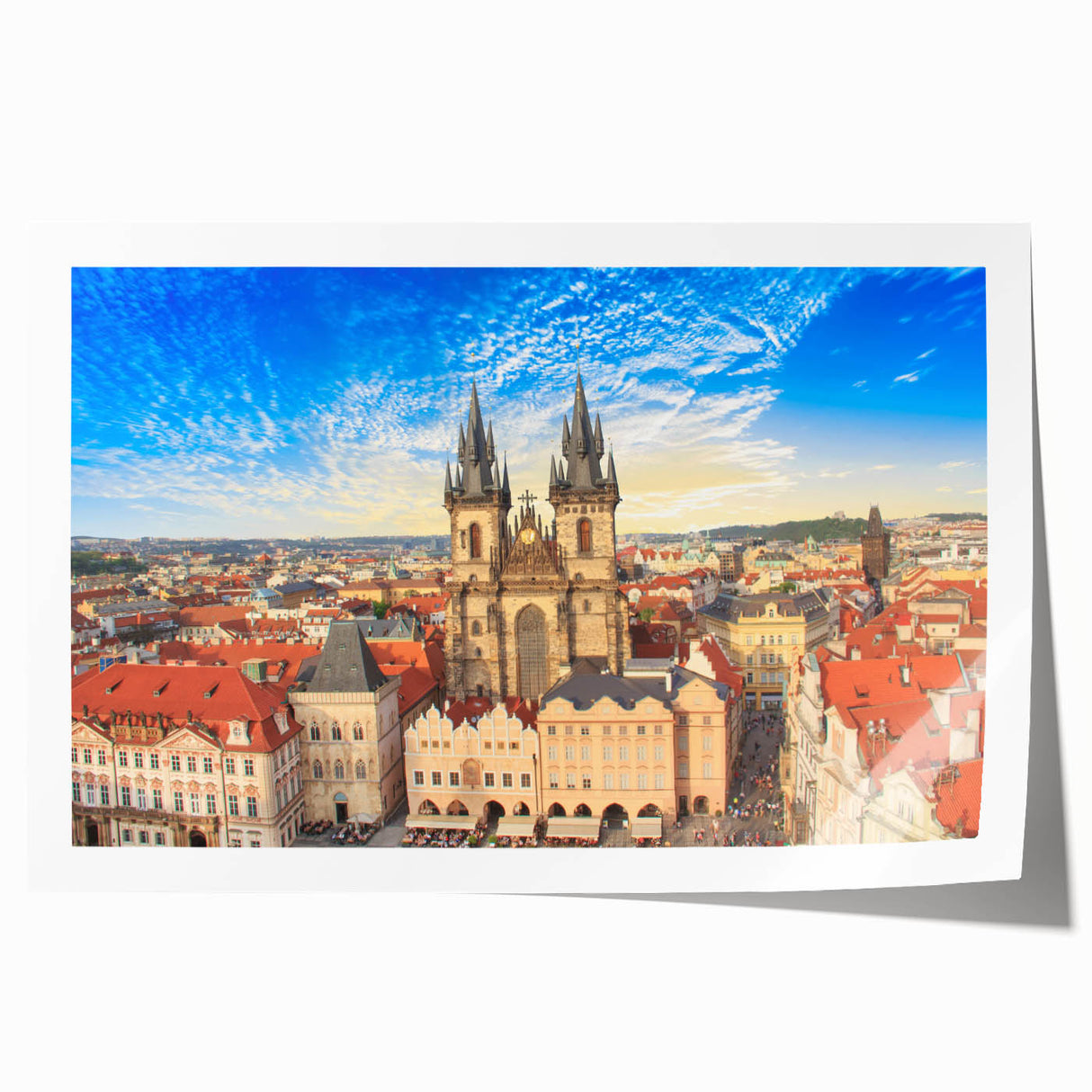 Rolled print of Prague scenery featuring Charles Bridge in muted watercolor tones, suitable as art wall dining room decor.
