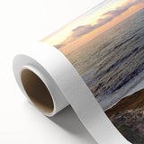 Art deco poster of a serene Danish landscape in soft pastel shades on rolled canvas, ideal for nursery wall art.