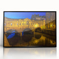 Large abstract wall art depicting a European scenery in Bath, England, with muted earth tones on a framed acrylic.