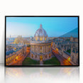 Large abstract wall art of Oxford scenery in muted earth tones on a framed acrylic, suitable for modern living room decor.
