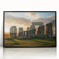 Large abstract wall art of Stonehenge in muted gray tones on a framed acrylic, suitable for modern art wall decor.