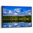 Black and white vintage poster art of a Finnish landscape on framed canvas, suitable for bedroom decor.