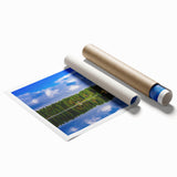 Extra large rolled print featuring a serene Finnish landscape with lush greenery and floral elements.