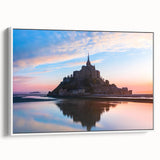 Vintage poster art of a scenic European landscape, rendered in colorful tones on a large framed canvas.