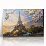 Art Deco poster of Paris scenery in gold and black tones, acrylic framed, suitable for modern nursery decor.
