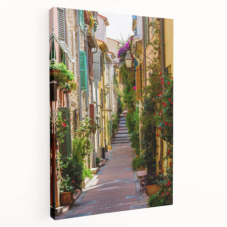 Lavender fields in Provence on a stretched canvas, with soft purple and green tones, ideal for kitchen wall art.