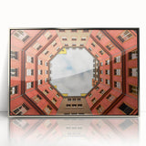 Large art print of Berlin skyline in muted grays and blues on a framed acrylic, suitable for modern art wall decor.