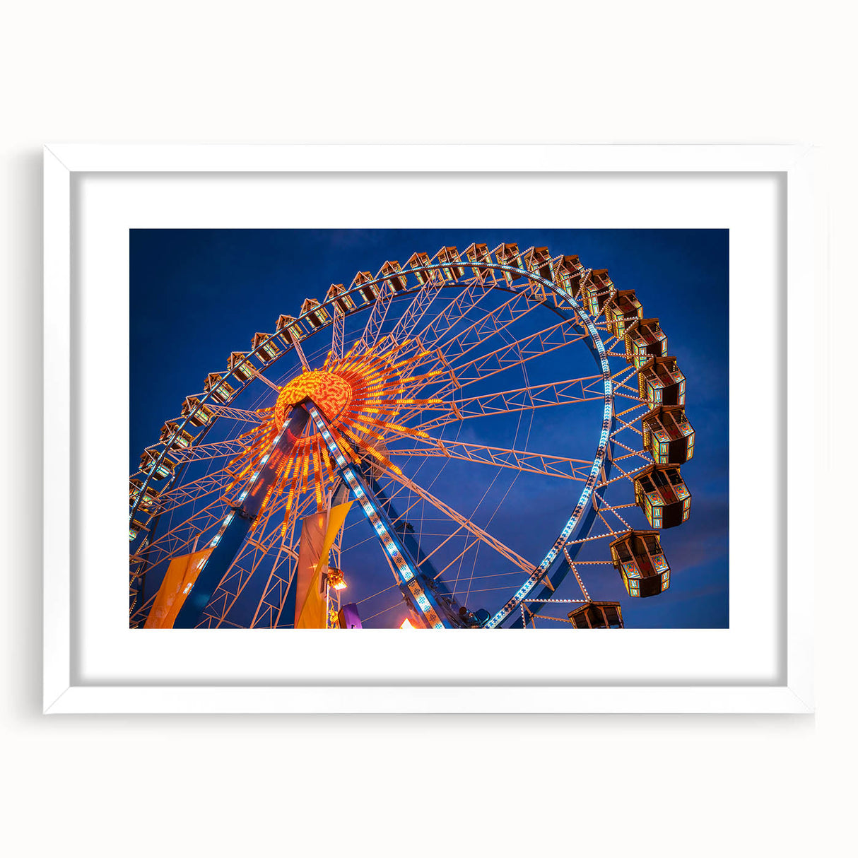 Textured abstract art print of Munich scenery in muted earth tones, framed with a white mat, suitable for bedroom decor.