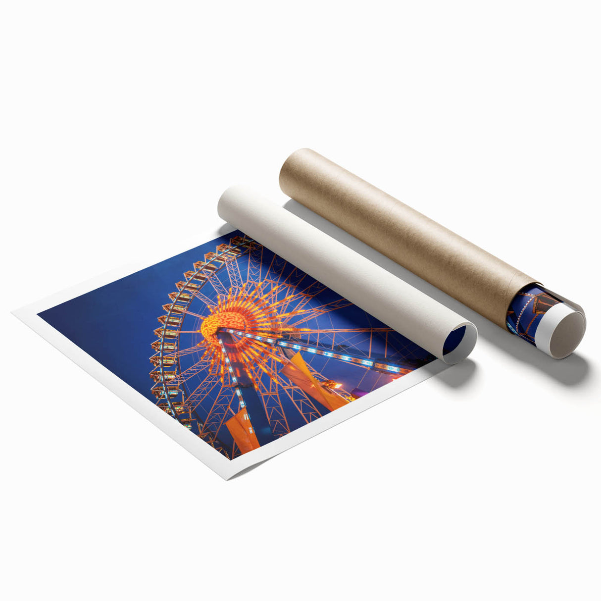 Extra large rolled print of Munich scenery with vibrant floral accents.