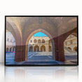 Large abstract wall art depicting a scenic view of Rhodes, Greece in muted earth tones on a framed acrylic.