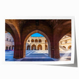 Scenic view of Rhodes, Greece in pastel shades on a rolled canvas, ideal for art wall dining room.