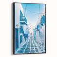 Black and white framed canvas featuring a vintage-style Greek landscape, ideal for bedroom wall art.