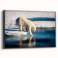 Black and white landscape art painting of Greenland on a framed canvas, ideal for bedroom wall decor.