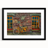 Extra large abstract art print of a vibrant Irish landscape on textured canvas, framed in black, ideal for living room decor.