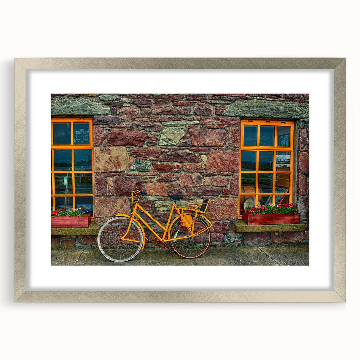 Abstract art print of an Irish landscape in muted green and blue tones on a textured, extra large canvas.