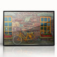 Large abstract wall art featuring a stylized Irish landscape in muted green and blue tones on framed acrylic.