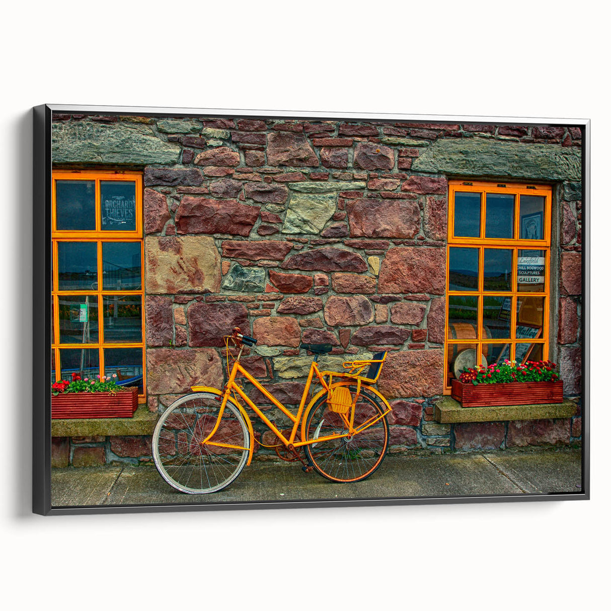 Black and white landscape art of a vintage Irish scenery on framed canvas, suitable for bedroom decor.