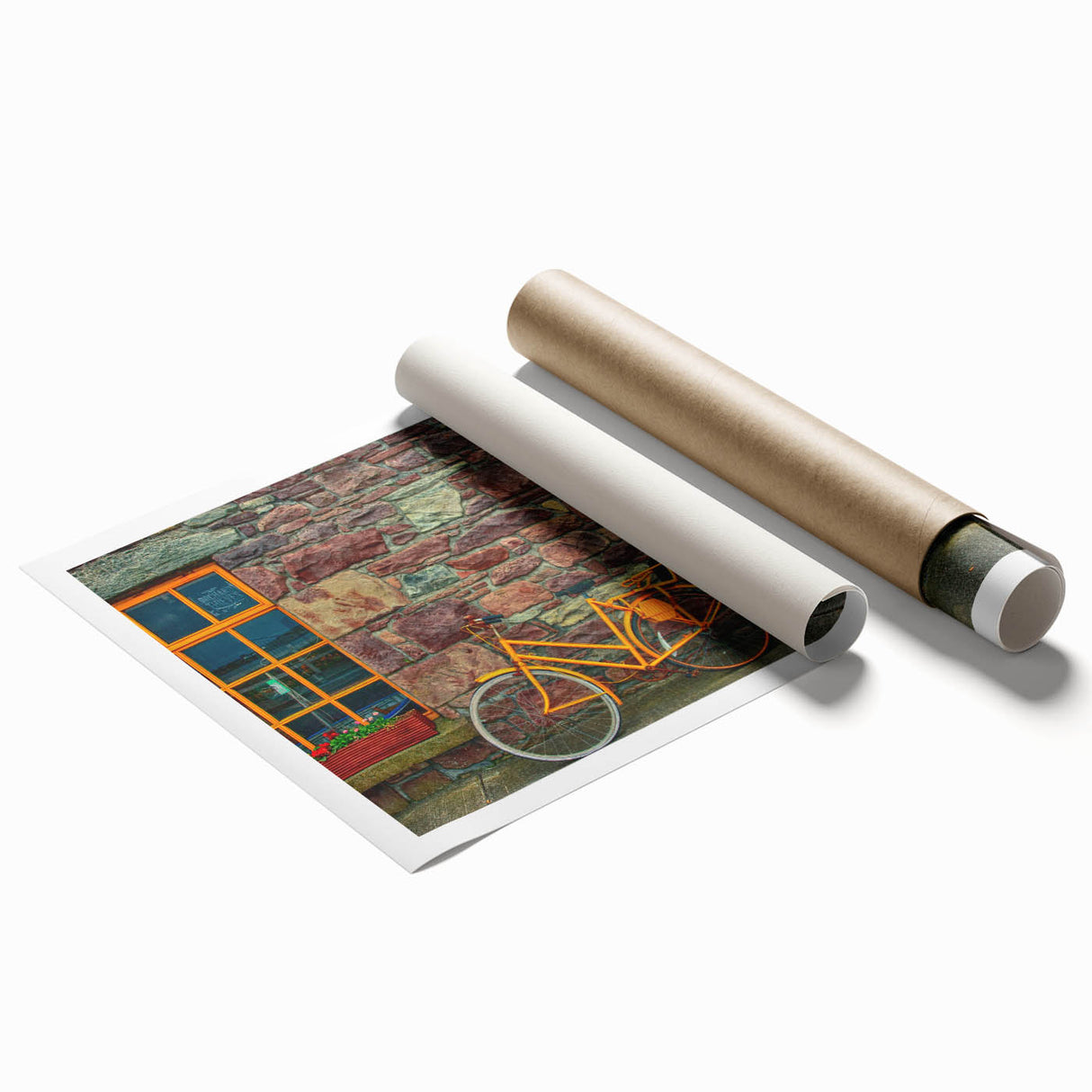 Extra large rolled print of a scenic Irish landscape with vibrant green hues, ideal for classy bathroom wall art.
