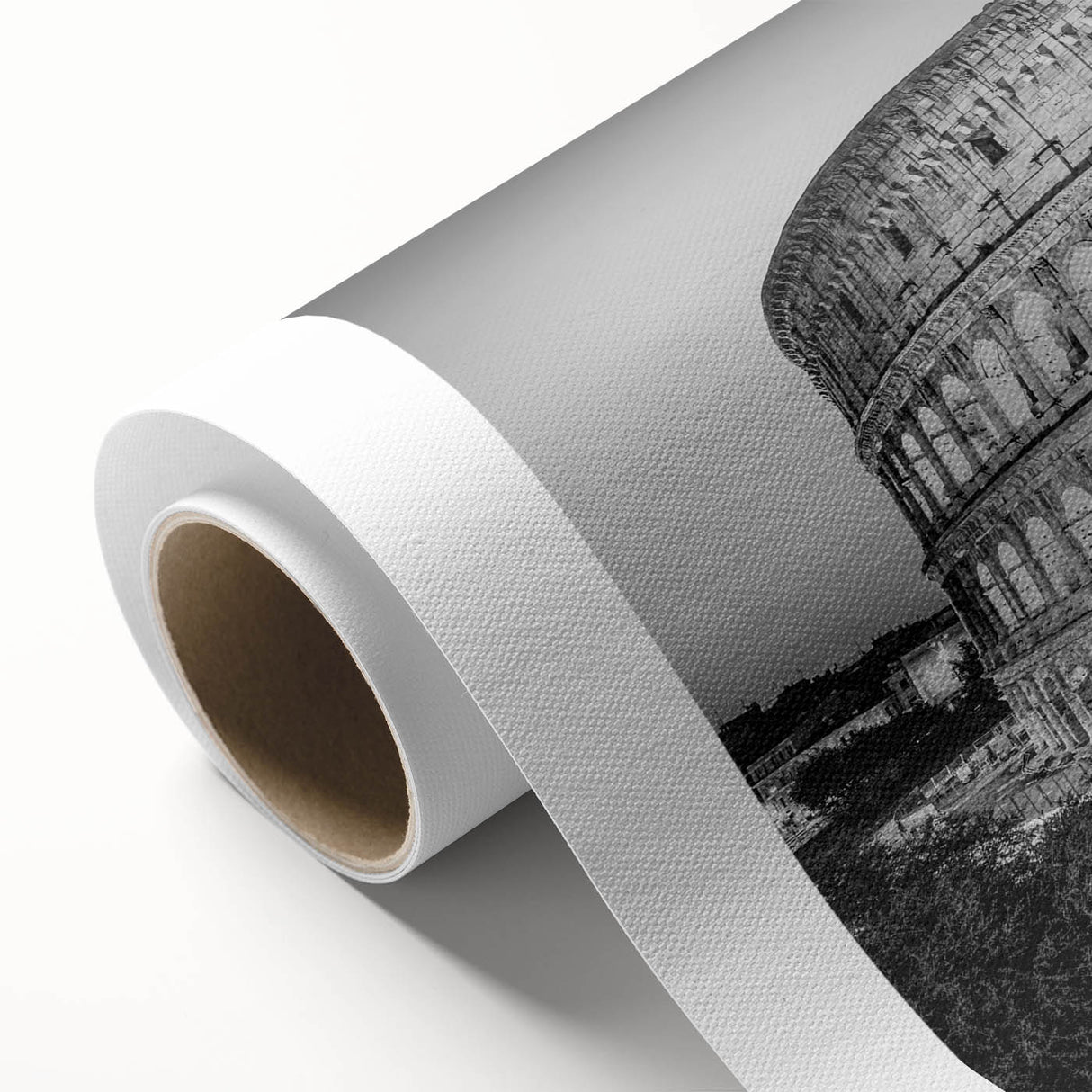 Art deco poster of the Colosseum in muted earth tones on rolled canvas, ideal for nursery wall art.