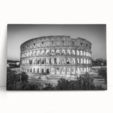 Black and white stretched canvas of the Colosseum in Rome, ideal for kitchen wall art.