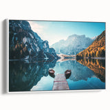 Vintage poster art of the Dolomites in Italy, featuring colorful landscape on extra-large framed canvas.