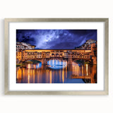 Extra large abstract art print of Florence scenery in textured style, with muted earth tones on a silver-framed canvas.