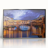 Framed acrylic print of Florence scenery in muted earth tones, ideal for modern art wall decor.