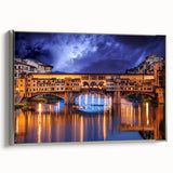 Framed canvas of a vintage-style Florence landscape painting with colorful art on a black background.