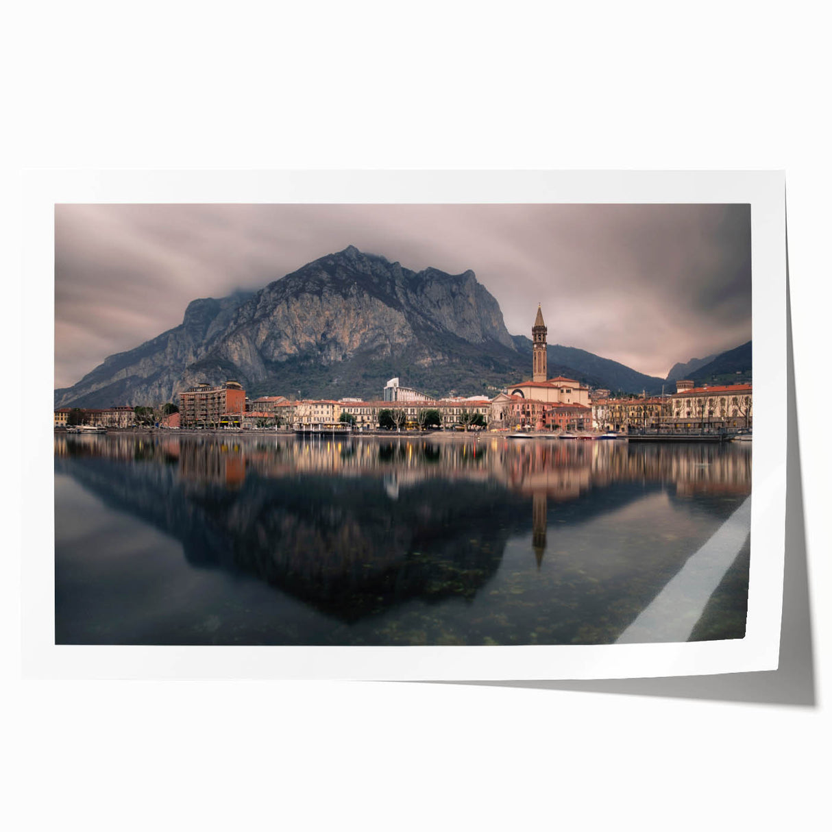 Rolled print of Lake Como with vibrant blue and green hues, ideal for art wall dining room.