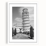 Textured abstract art print of Pisa, Italy in muted earth tones on a framed canvas, ideal for bedroom art.
