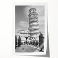 Rolled print of Pisa, Italy with detailed floral foreground in soft pastel colors, ideal for dining room wall art.