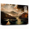 Acrylic print of Portofino, Italy, featuring vibrant coastal colors, ideal for dining room decor.