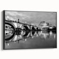 Black and white framed canvas of a vintage Rome landscape, ideal for bedroom wall decor.