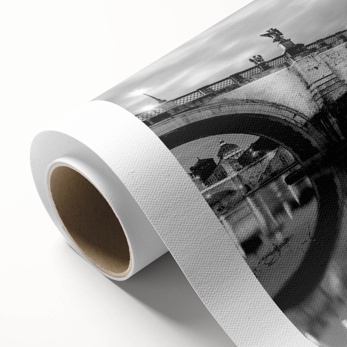 Art Deco style poster of Rome with pastel tones on rolled canvas, ideal for nursery wall art.