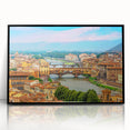 Large abstract wall art depicting the Tuscan landscape in muted earth tones, framed in black acrylic.