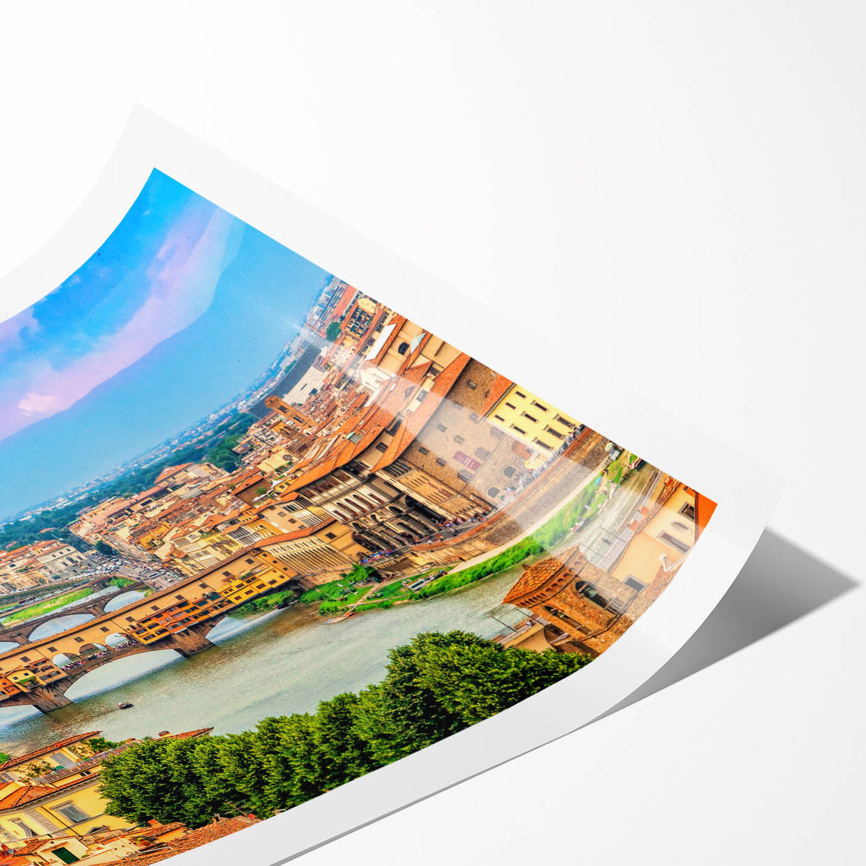 Extra large wall art featuring line art flowers in Tuscany, with muted earth tones on a rolled print.