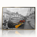 Art deco poster of Venice with muted gold and blue tones on framed acrylic, ideal for modern art wall decor.