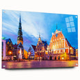 Acrylic glass print of a European scenery in Latvia, with muted earth tones, ideal for dining room decor.