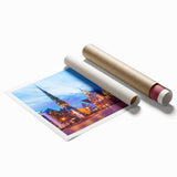 Extra large rolled print of a floral art scene depicting Europe's Latvia scenery, in muted green and blue tones.