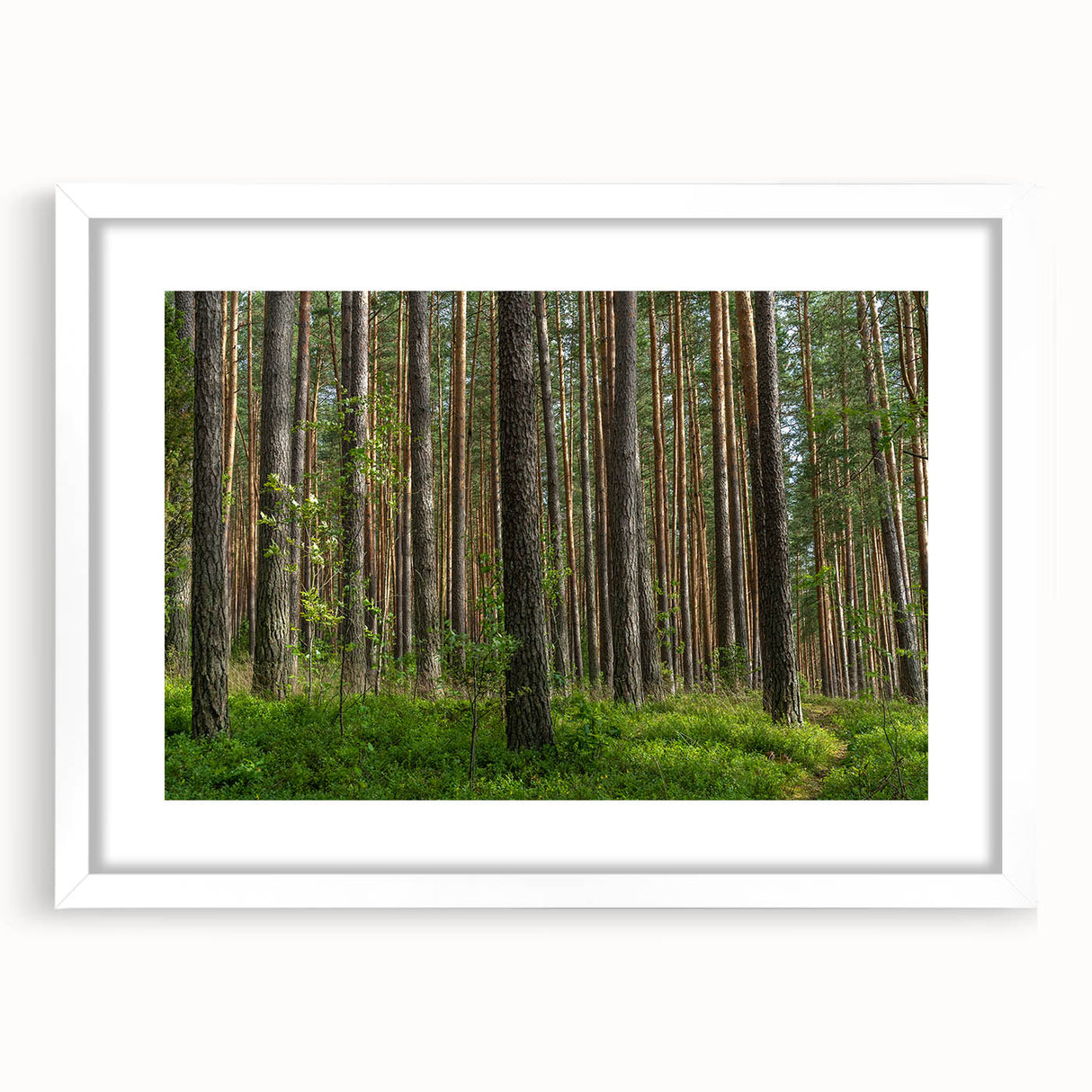 Textured abstract art print of a European landscape in muted earth tones, framed with a white mat, ideal for bedroom decor.