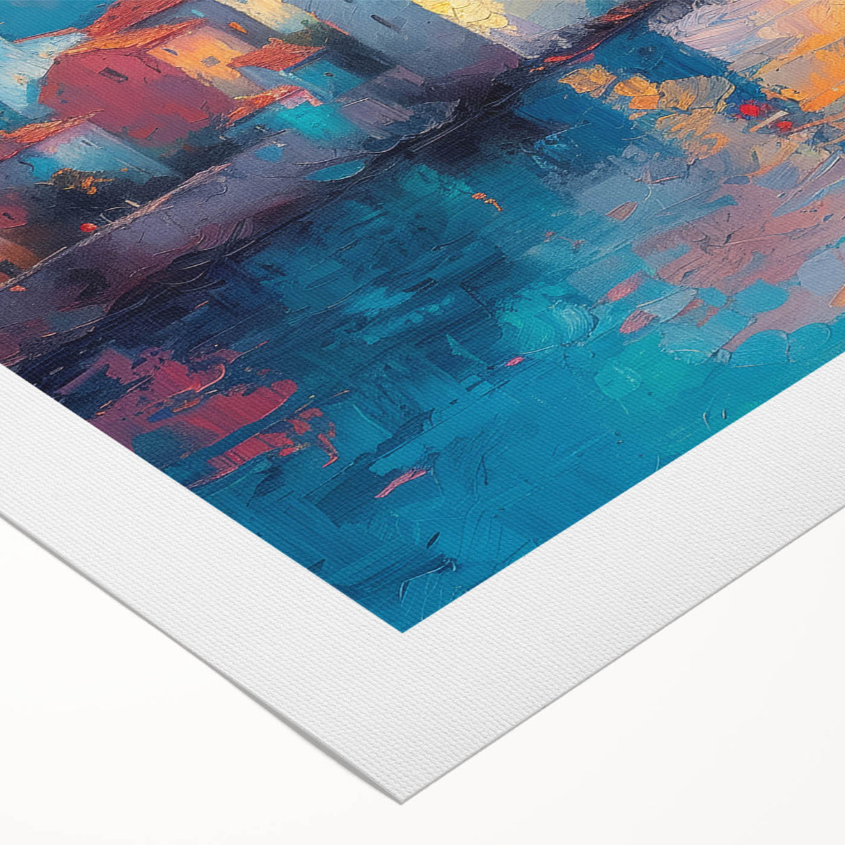 Art deco poster of the Mediterranean Sea with vibrant blue and white tones on rolled canvas, ideal for dining room wall art.