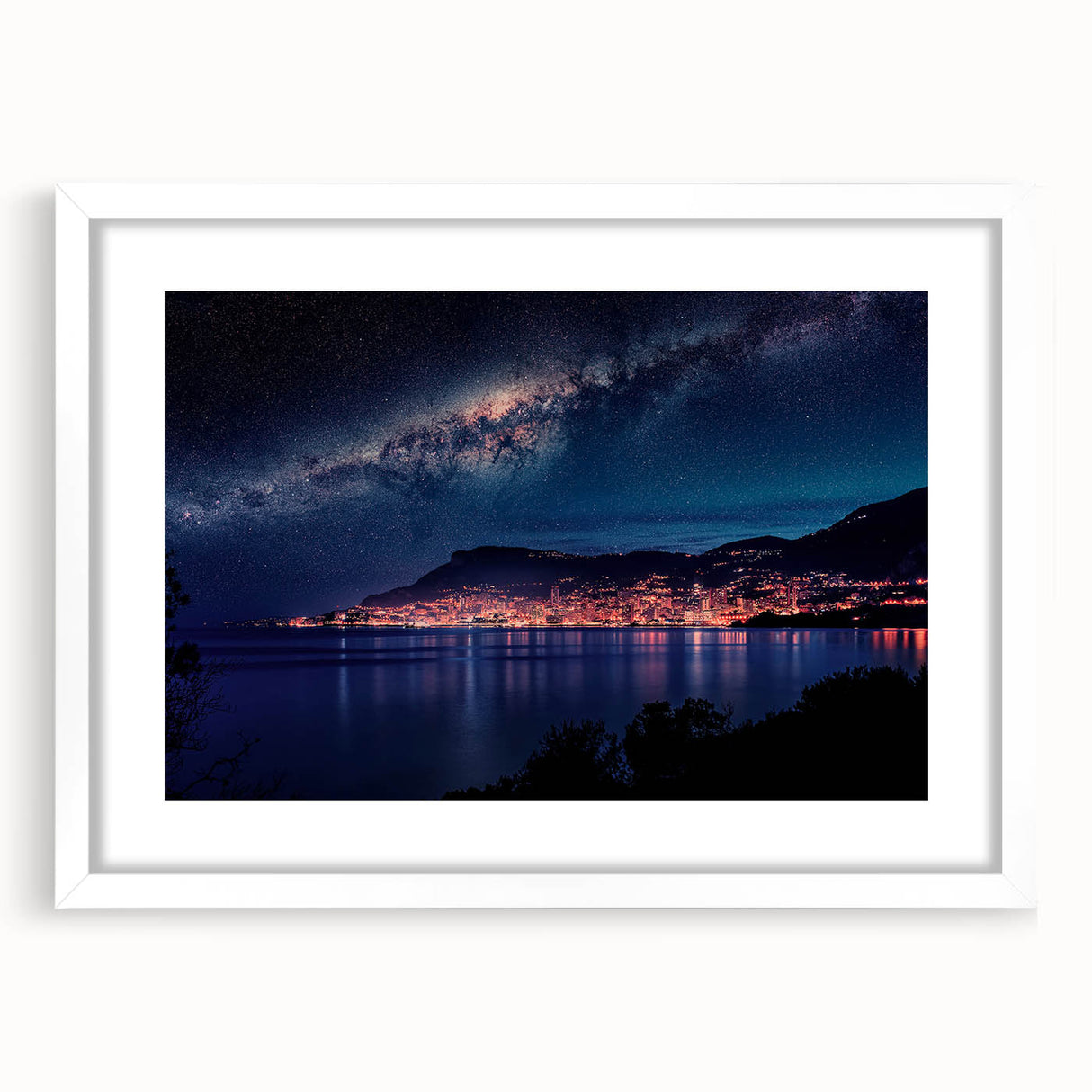 Textured abstract art print of Monaco scenery in muted earth tones on a framed white mat, ideal for bedroom wall decor.