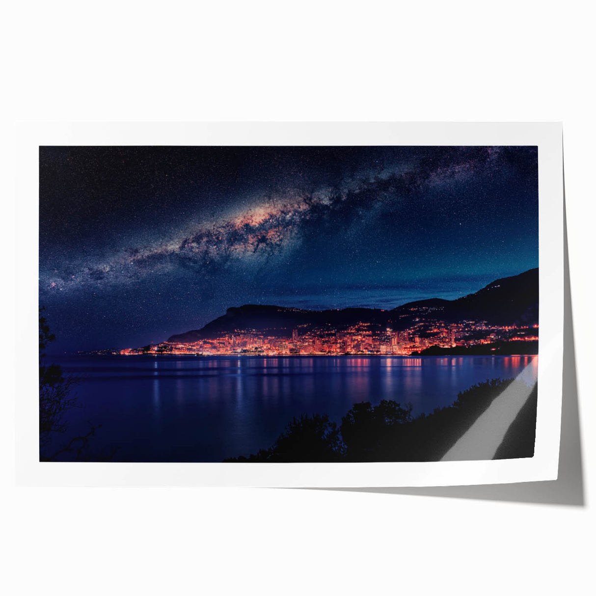 Rolled print of Monaco scenery with vibrant floral elements, ideal for art wall dining room.