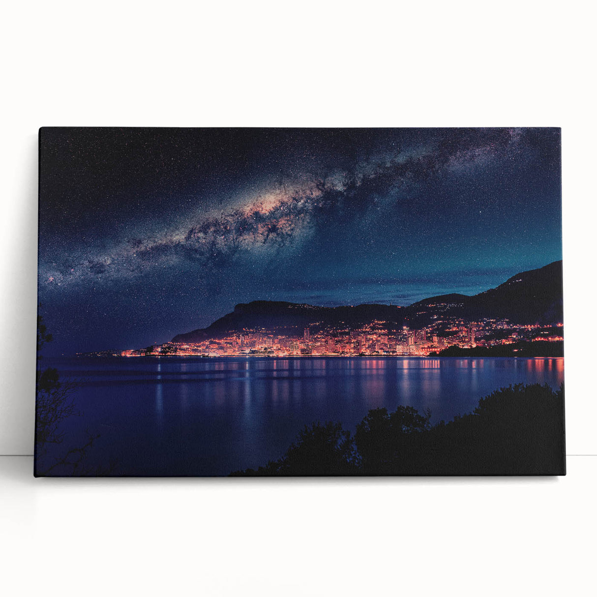 Black and white photograph of Monaco scenery on a large stretched canvas, ideal for kitchen wall art.