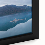 Extra large framed canvas of a textured Montenegro scenery in black with colorful accents, ideal for living room decor.