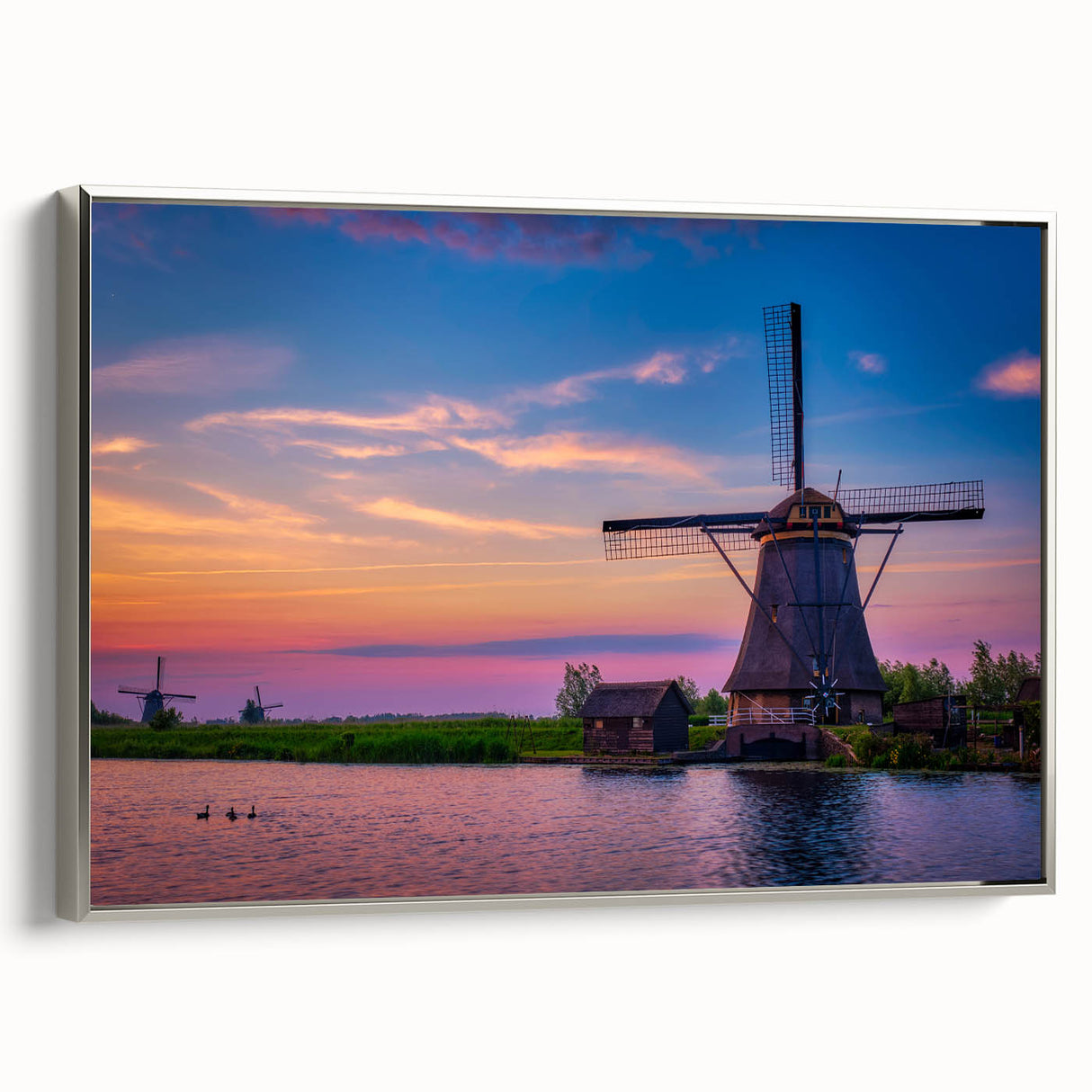Landscape art painting of a European scenery on a framed canvas.